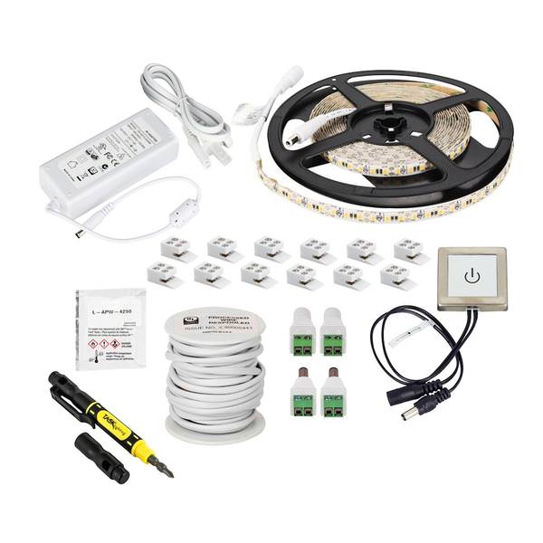 16' 12 volt Natural White Dimmer Switch Plug-in Tape Light Kit